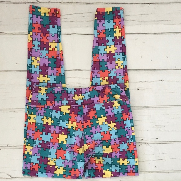LuLaRoe Puzzle Print Multi Color Leggings - Picture 2 of 6